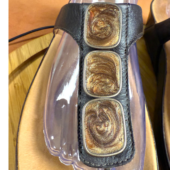 Fitflop Pietra Sandals Women 41/US9 Brown Jeweled Leather Thong Slides Comfort - Picture 10 of 16